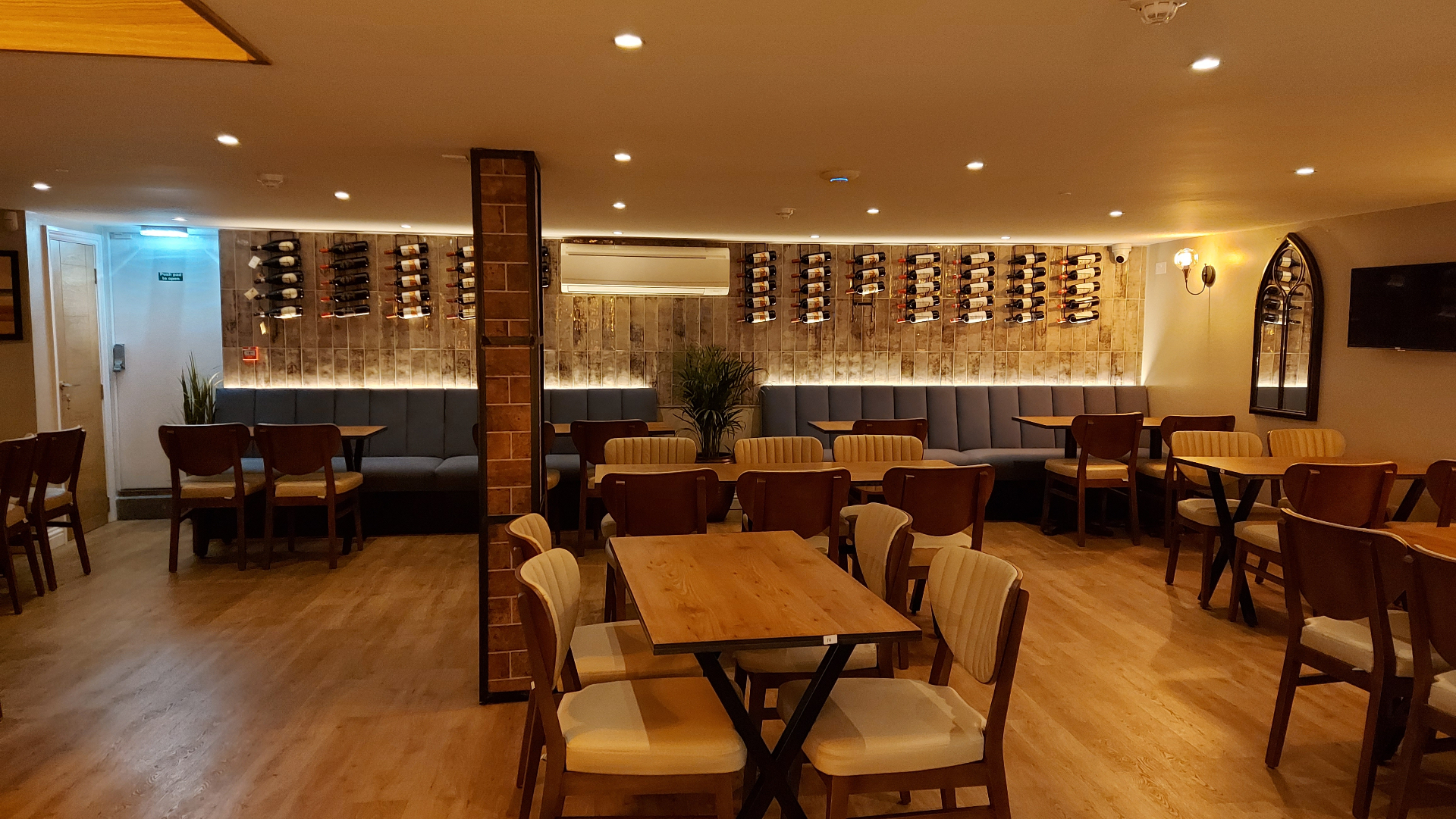 restaurant interior with bespoke lighting installation in London